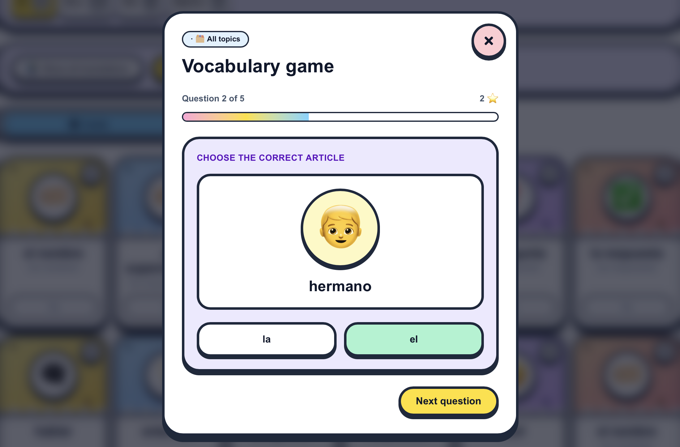 Jacklyt vocabulary quiz screen